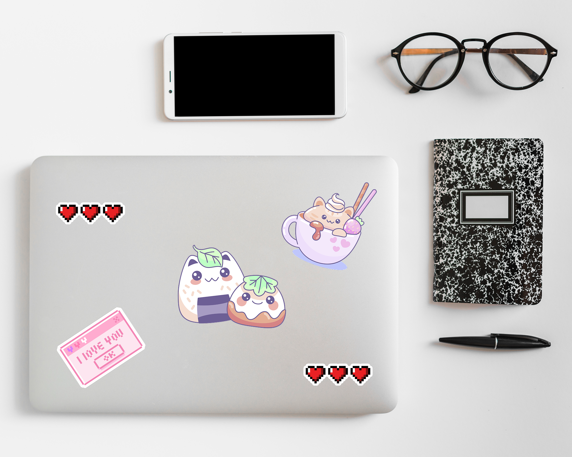 Sticker-Club-Closed-laptop-Kawaii Neko Buns Stickers